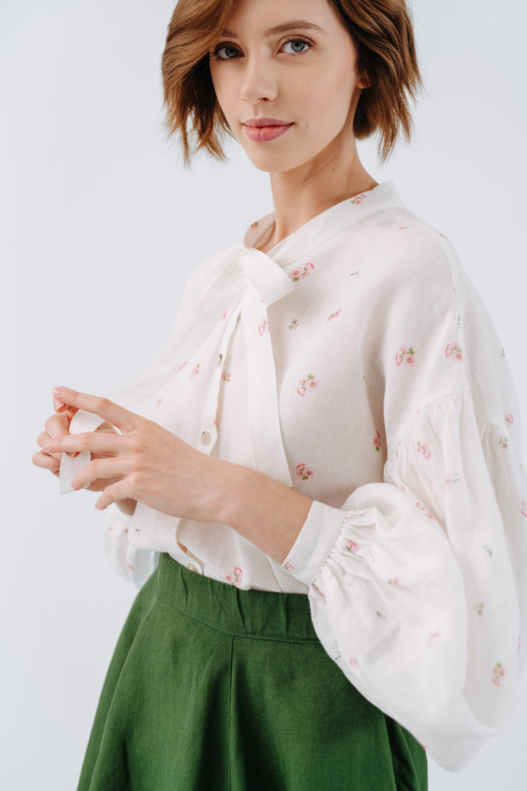 Clementine Shirt, Long Sleeve, Apple Blossom#color_apple-blossom