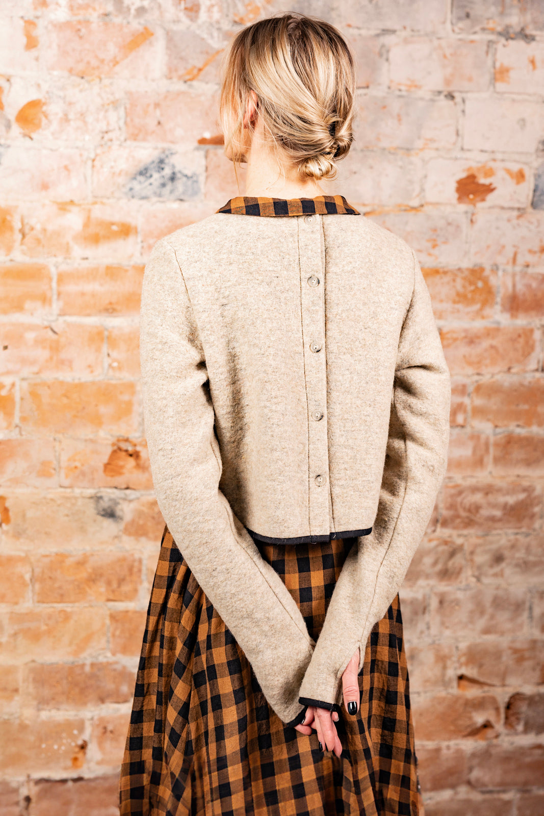 Crop Sweater, Wool, Sand Beige
