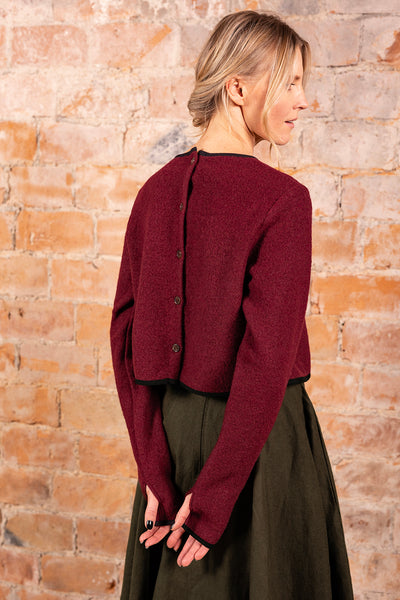 Crop Sweater, Wool, Burgundy