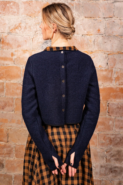 Crop Sweater, Wool, Ink Blue