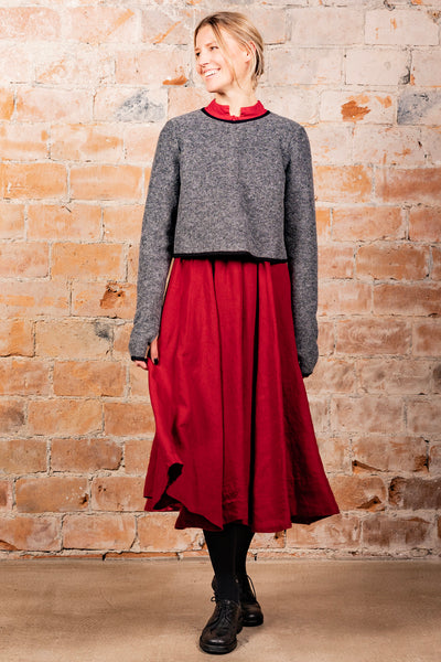 Crop Sweater, Wool, Charcoal Grey