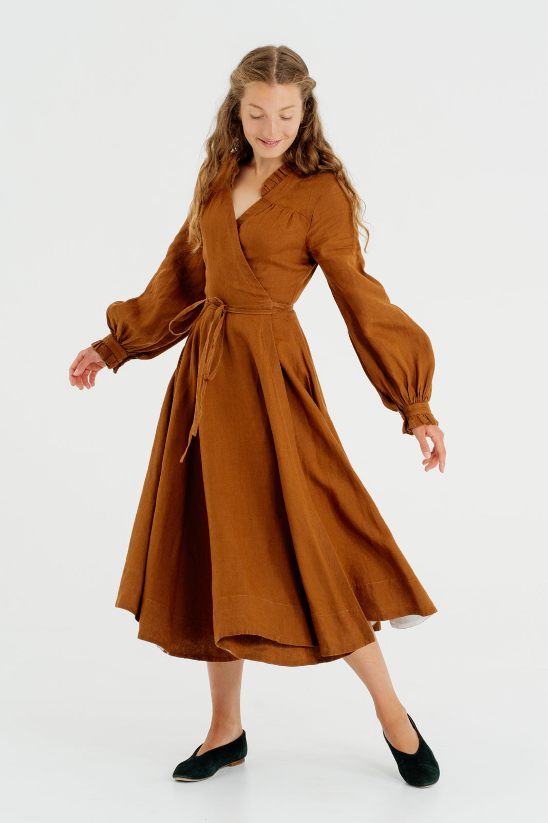 Darcy Dress, Long Sleeve#color_warm-brown