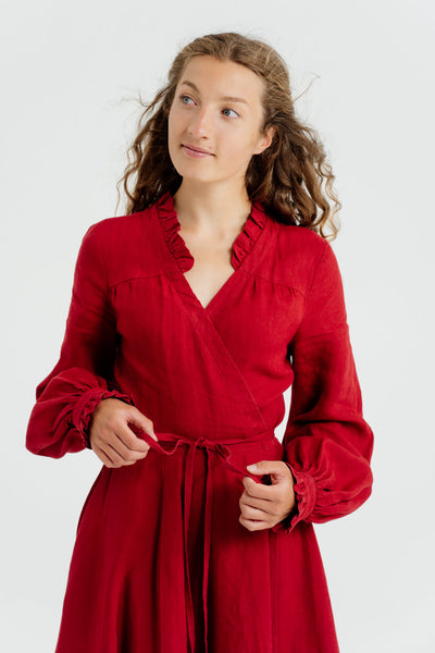 Darcy Dress, Long Sleeve#color_red-poppy