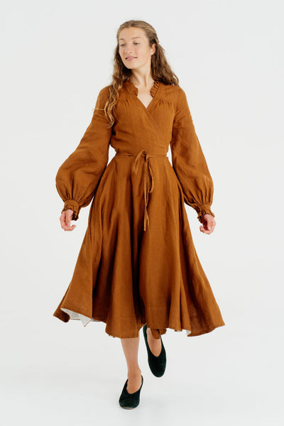 Darcy Dress, Long Sleeve#color_warm-brown