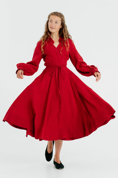 Darcy Dress, Long Sleeve#color_red-poppy
