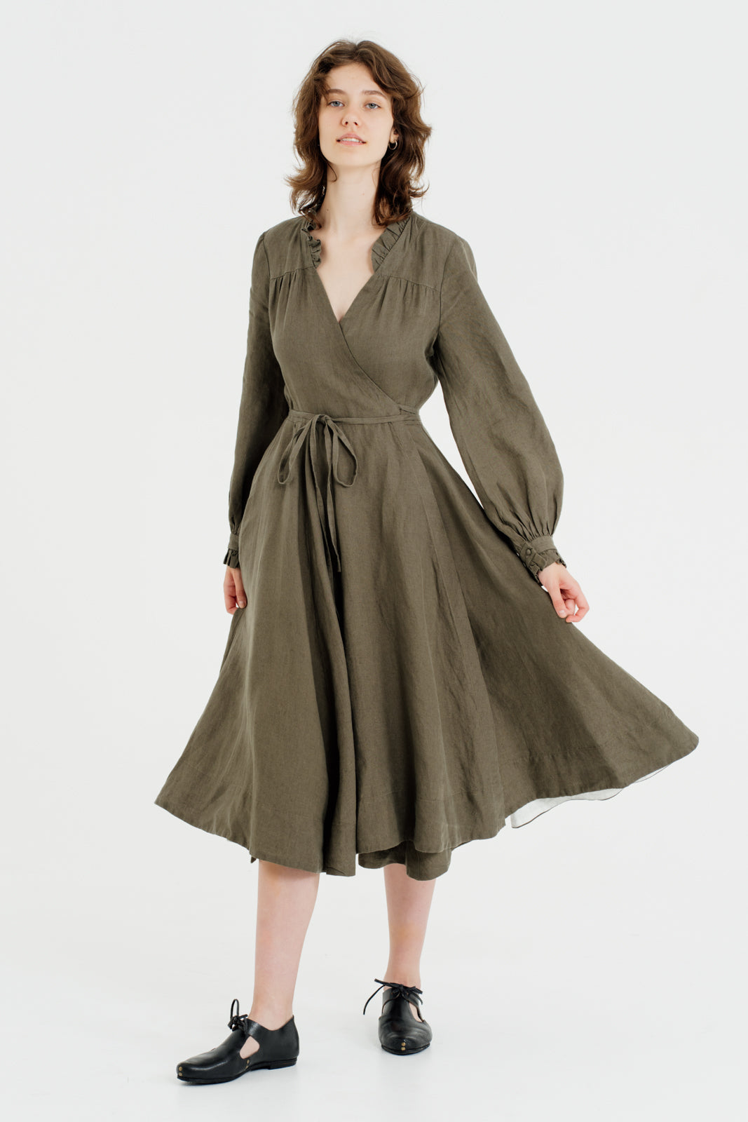 Darcy Dress, Long Sleeve#color_pine-green
