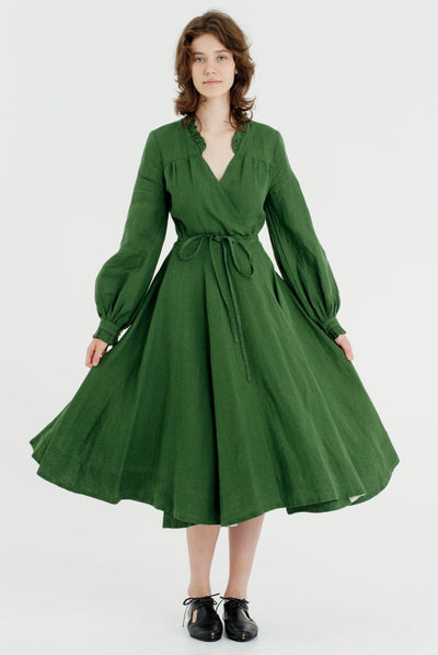 Darcy Dress, Long Sleeve#color_emerald-green