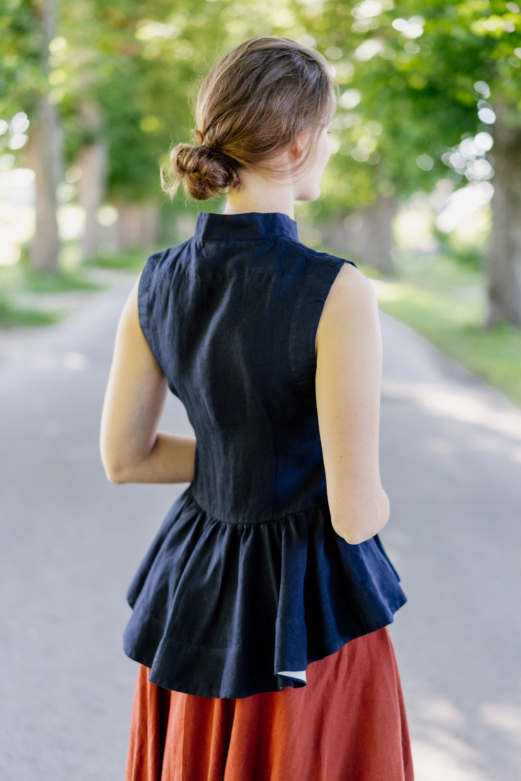 Peplum Vest, Sleeveless, Night Navy#color_night-navy