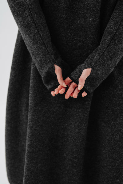 Double Slit Dress, Wool#color_dark-grey