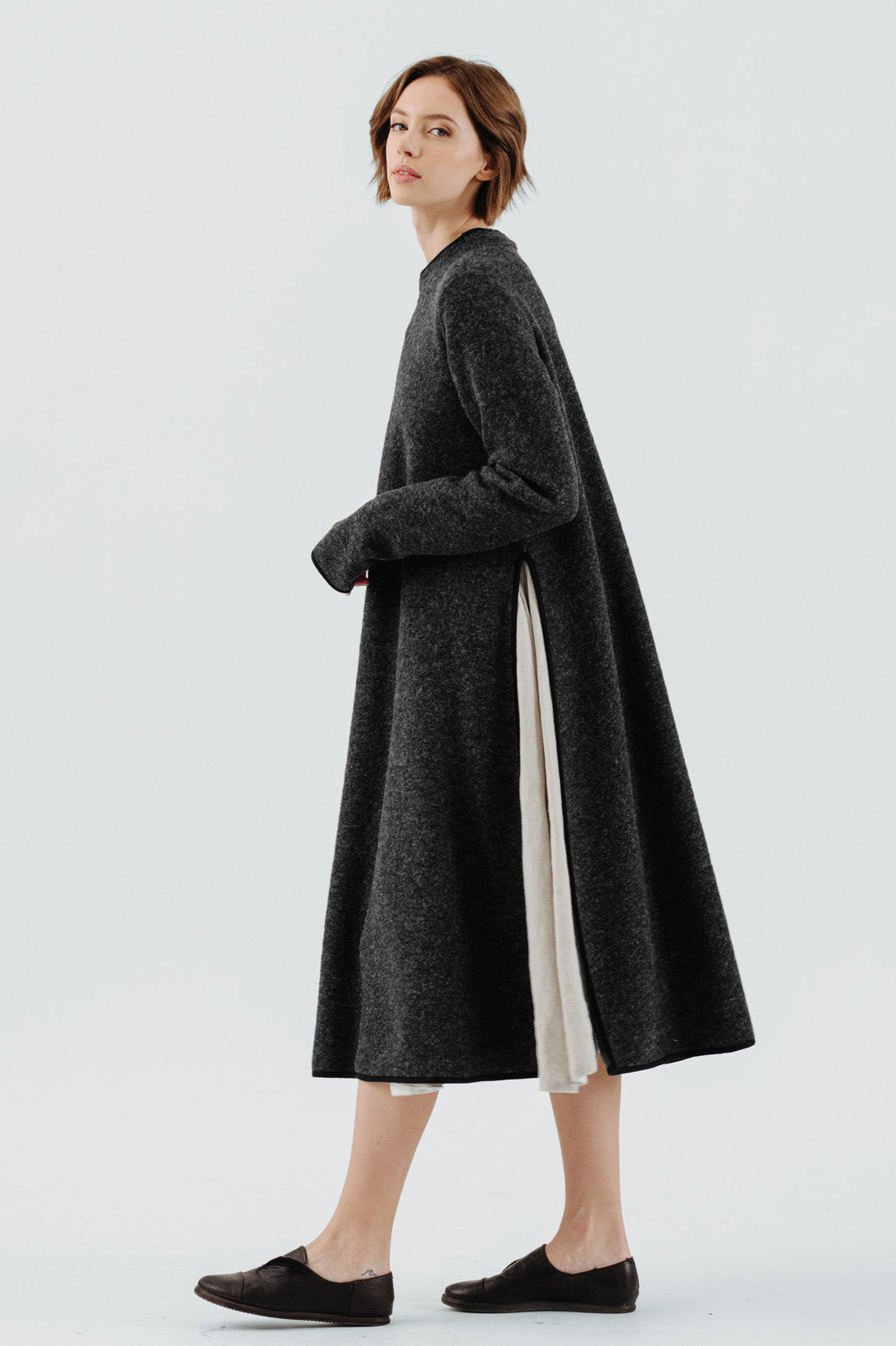 Double Slit Dress, Wool#color_dark-grey