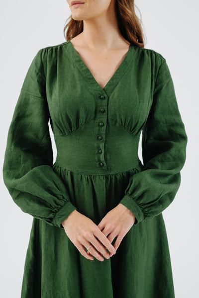 Diane Dress, Long Sleeve#color_emerald-green