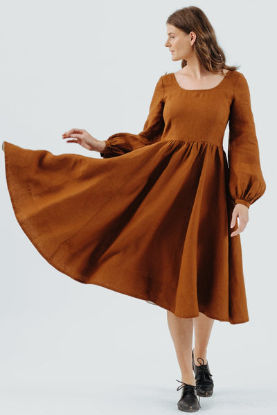 Son de Flor Carmen Dress, Long Sleeve#color_warm-brown