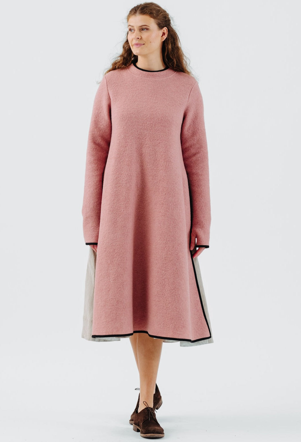 Double Slit Dress, Wool#color_pink