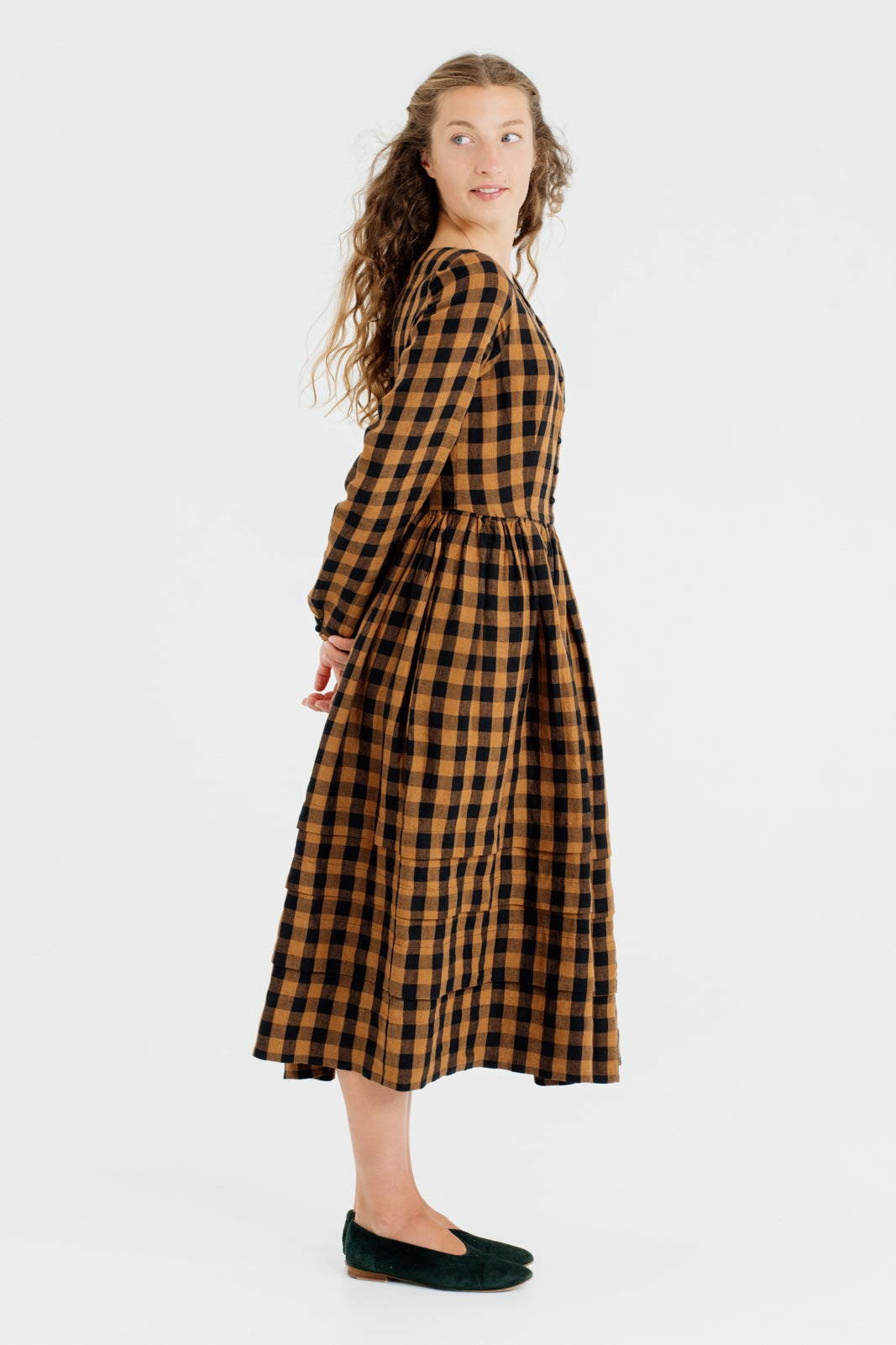 Eyre Dress, Long Sleeve#color_brown-checkers