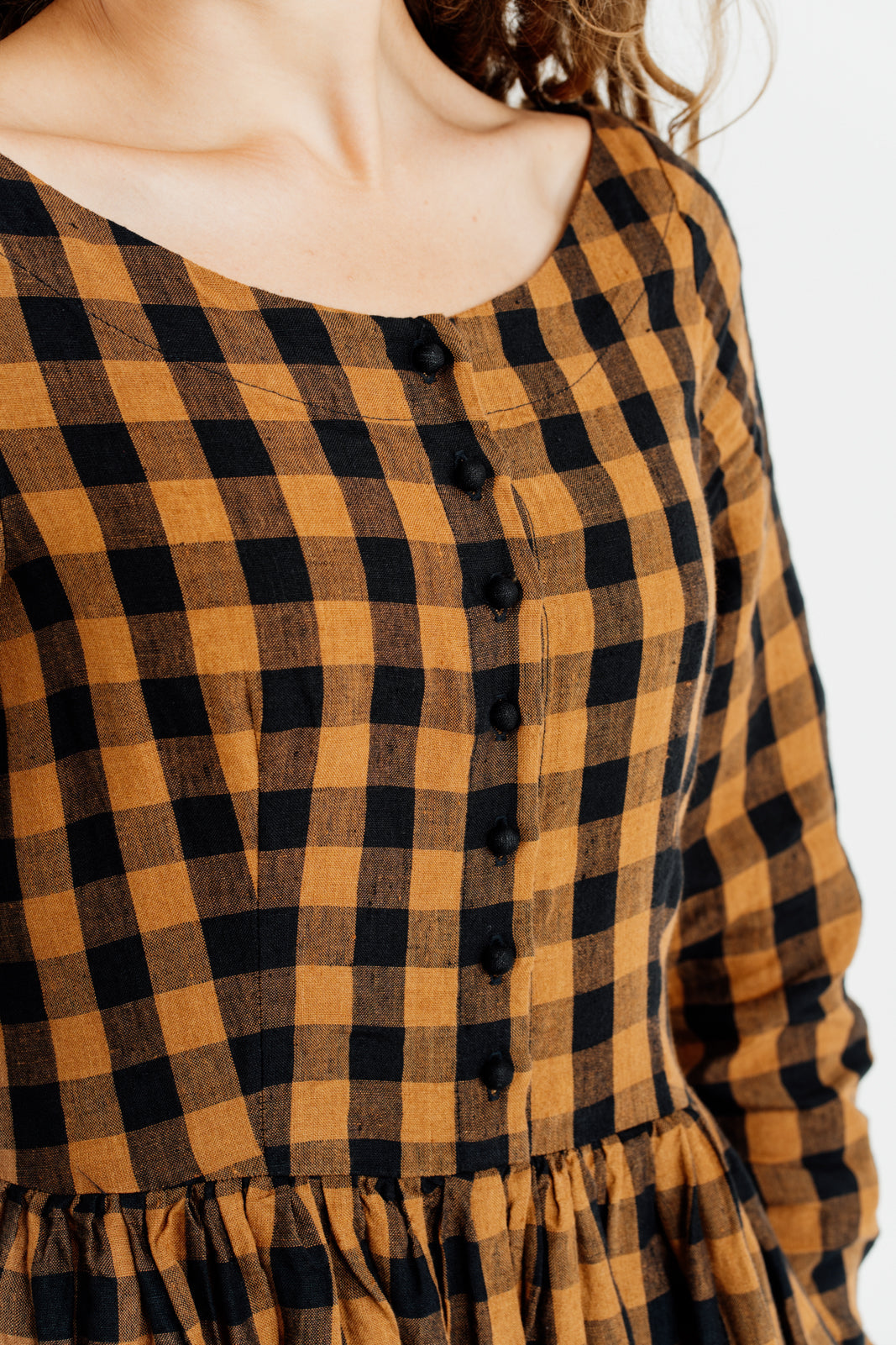 Eyre Dress, Long Sleeve#color_brown-checkers