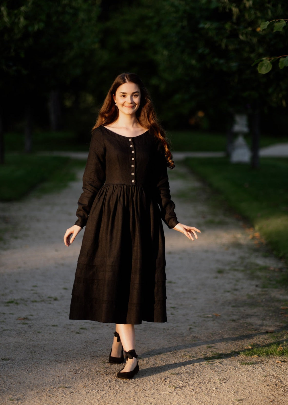 Eyre Dress, Long Sleeve#color_black-pansy