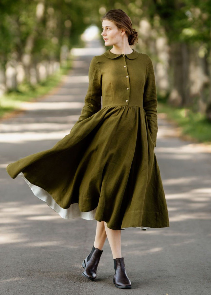 Classic Dress, Long Sleeve - Son de Flor#color_rosemary-green
