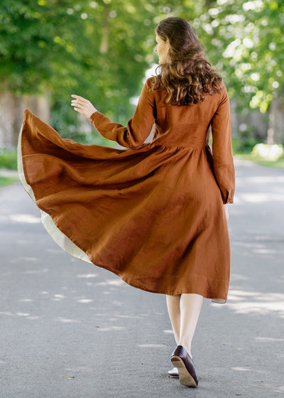 Classic Dress, Long Sleeve, Warm Brown