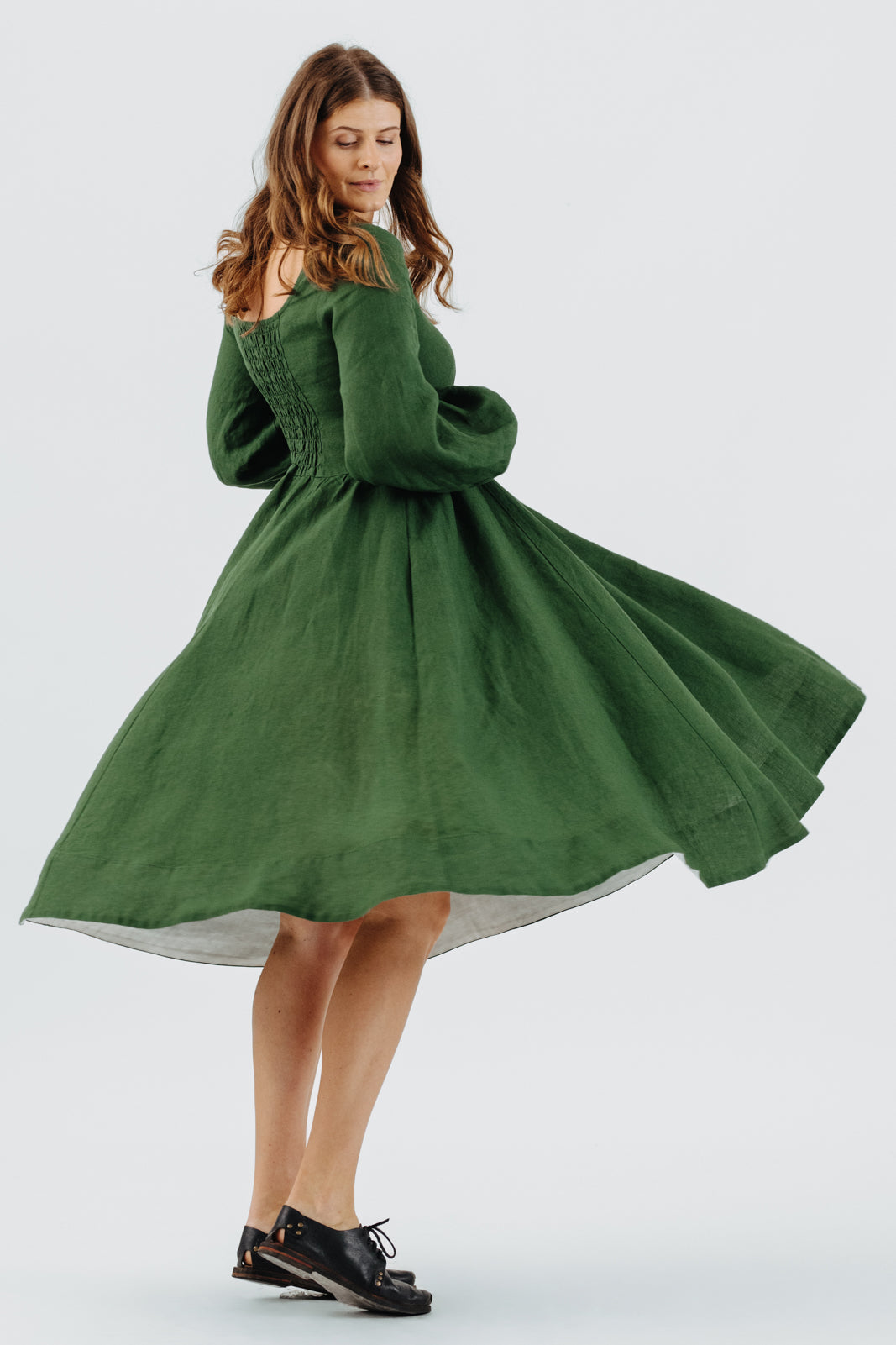Carmen Dress, Long Sleeve, Emerald Green