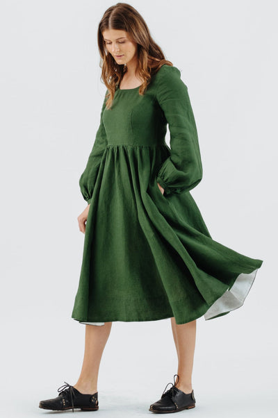 Carmen Dress, Long Sleeve, Emerald Green