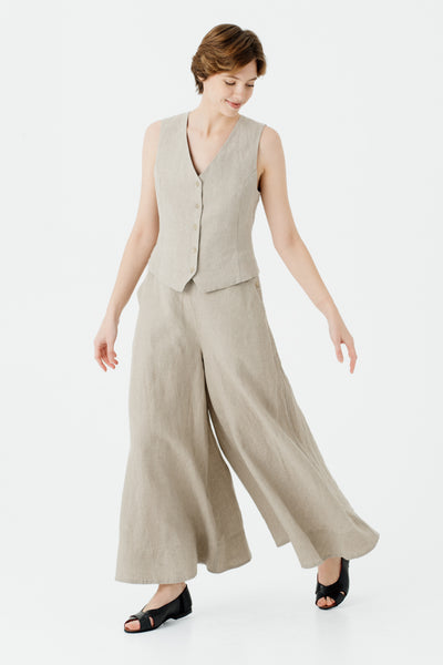 Maxi Catherine Trousers, Natural Linen