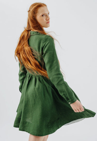 Mini Classic Dress, Long Sleeve - Son de Flor#color_emerald-green
