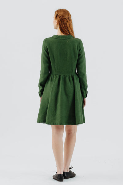 Mini Classic Dress, Long Sleeve - Son de Flor#color_emerald-green