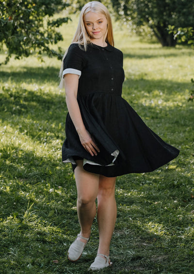 Mini Classic Dress, Short Sleeve#color_black-pansy