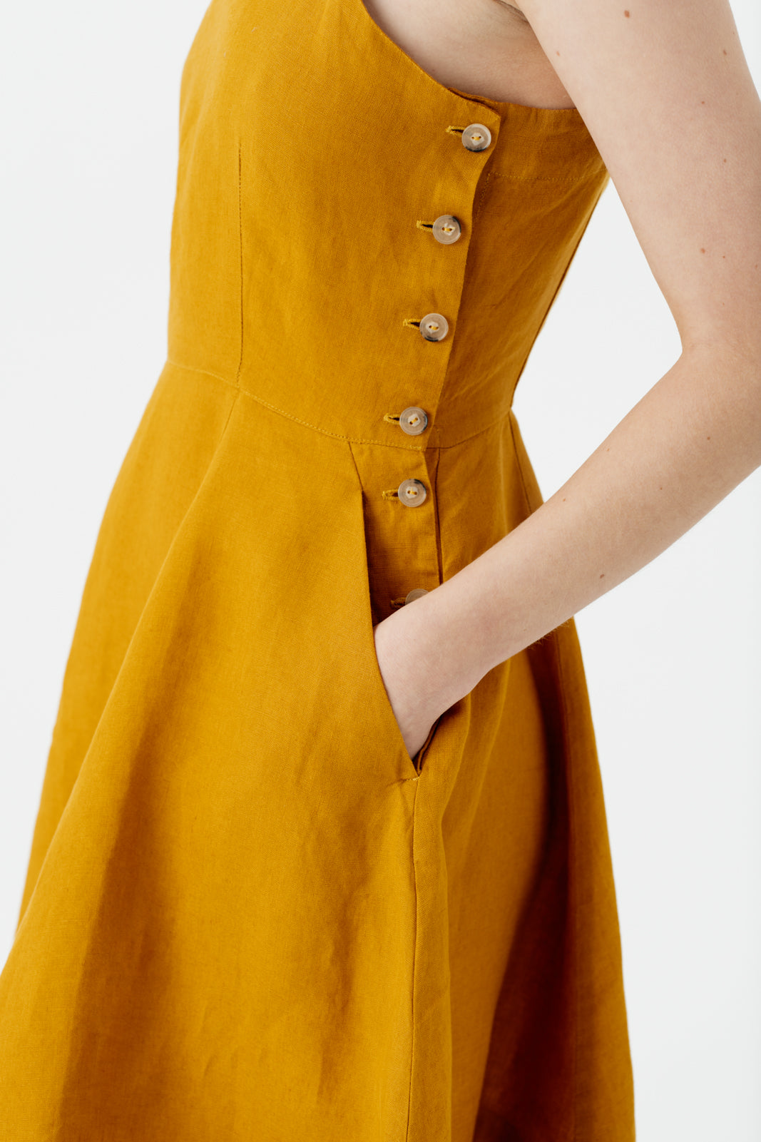 Mini Pinafore Dress, Sleeveless, Marigold