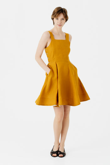 Mini Pinafore Dress, Sleeveless, Marigold