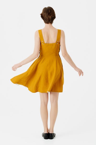 Mini Pinafore Dress, Sleeveless, Marigold