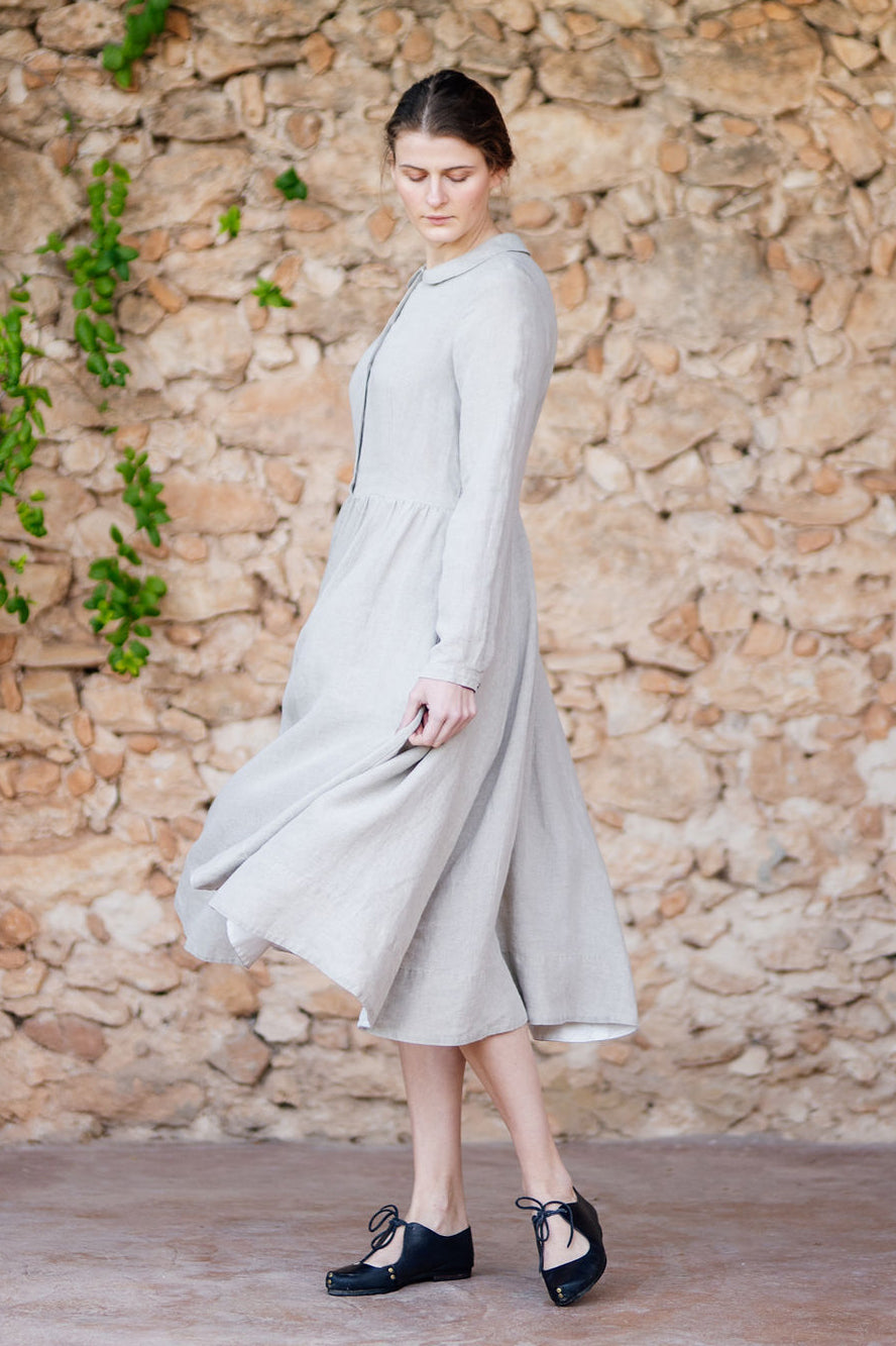 Classic Dress, Long Sleeve - Son de Flor#color_natural-linen