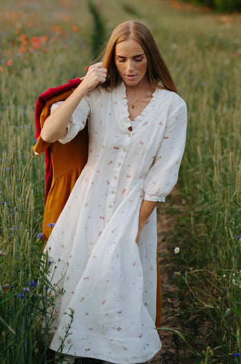 Buy Italian Linen White Dress at Social Butterfly Collection for only $  89.00