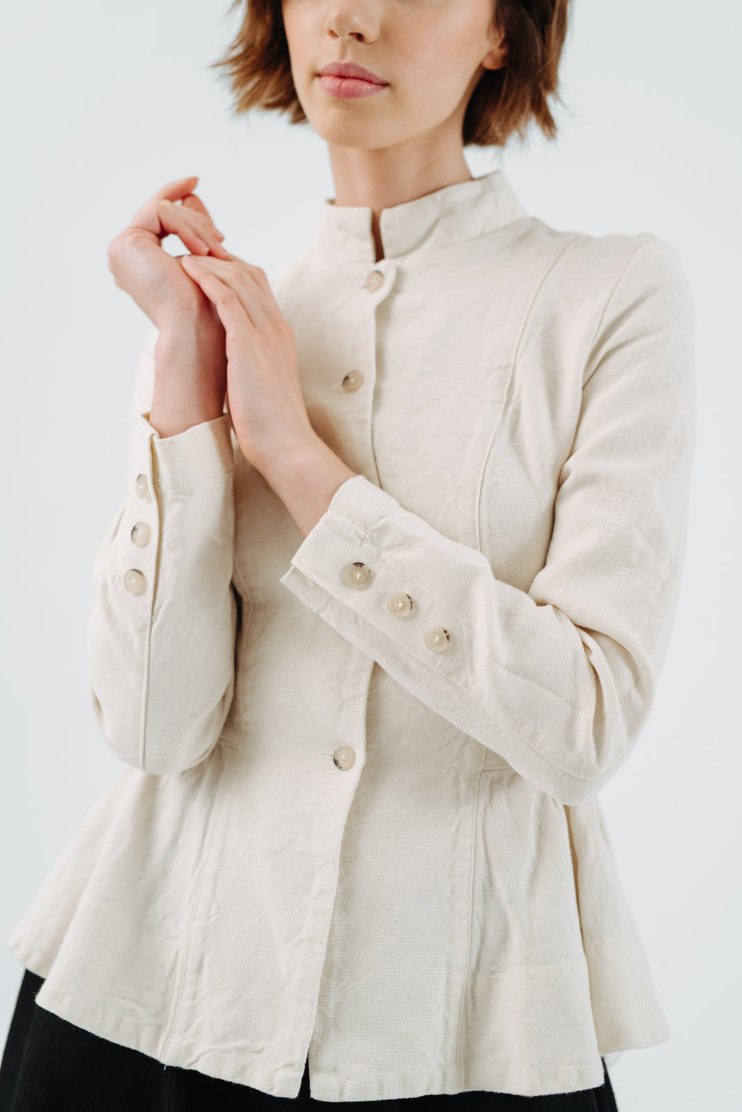 Peplum Jacket, Twill Linen#color_milky-white