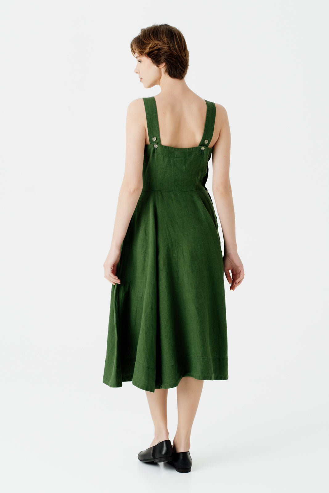 Pinafore Dress, Sleeveless, Emerald Green
