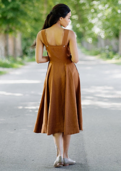 Pinafore Dress, Sleeveless, Warm Brown#color_warm-brown