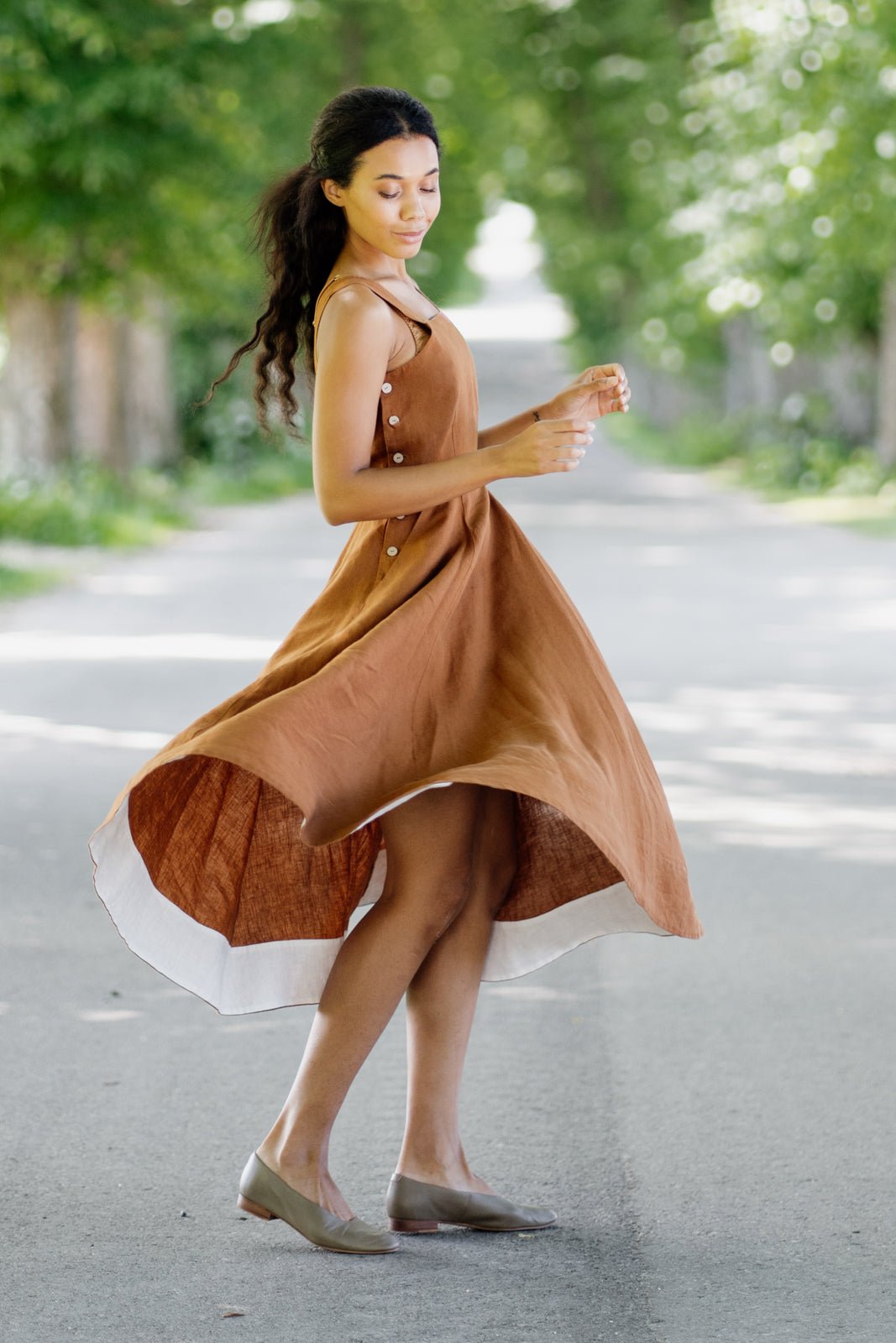 Pinafore Dress, Sleeveless#color_warm-brown