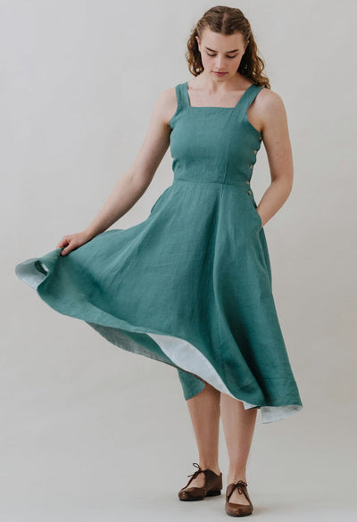 Pinafore Dress, Sleeveless#color_teal-blue