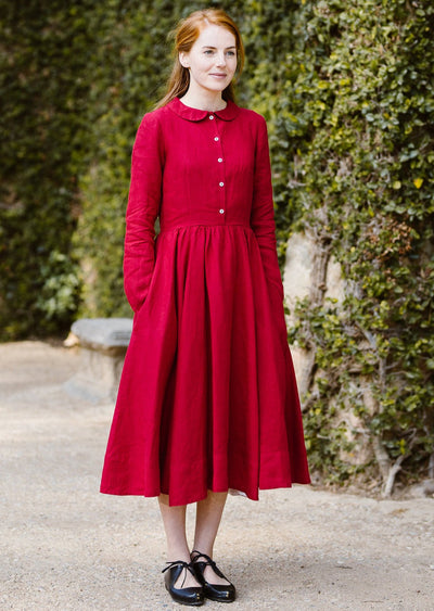 Classic Dress, Long Sleeve, Red Poppy