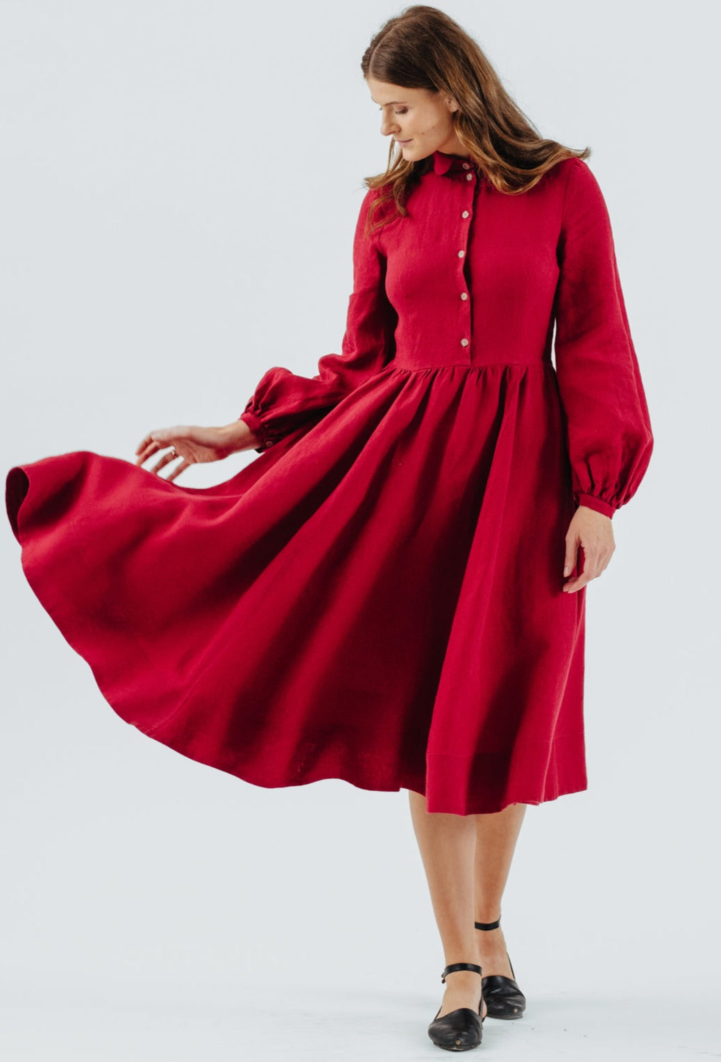 Sophie Dress, Long Sleeve, Red Poppy