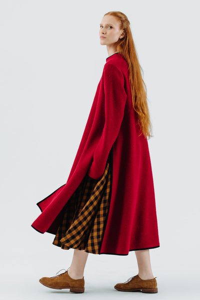 Double Slit Dress, Wool#color_red-poppy