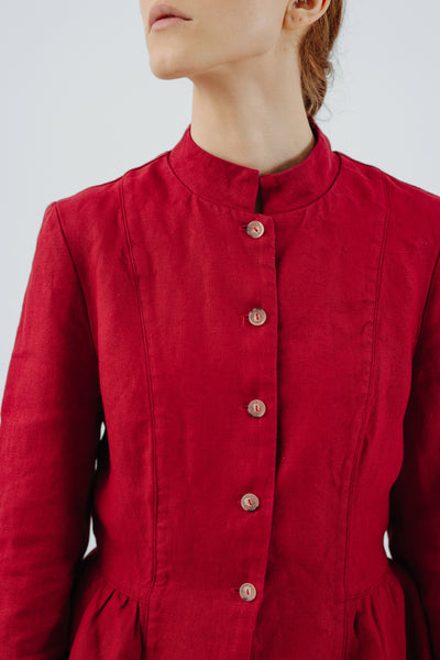 Peplum Jacket, Twill Linen#color_red-poppy