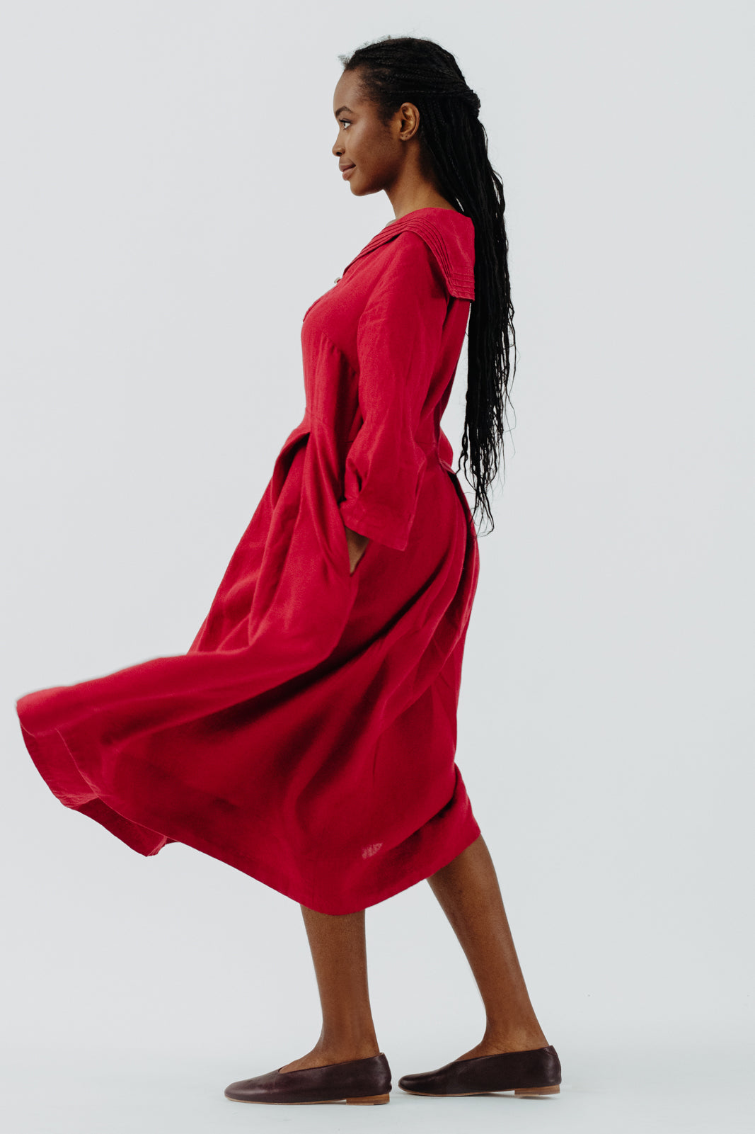 Sailor Dress, 3/4 Sleeve#color_red-poppy