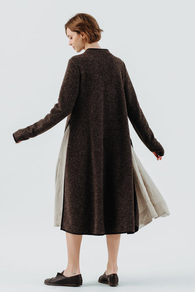 Double Slit Dress, Wool#color_autumn-brown