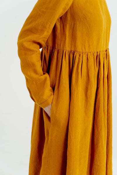 Smock Dress, Long Sleeve#color_marigold