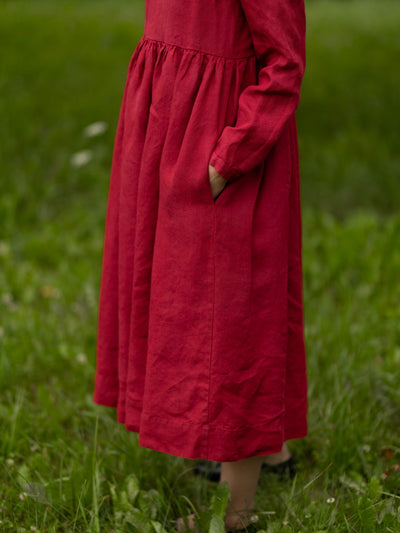 Smock Dress, Long Sleeve#color_marsala-red