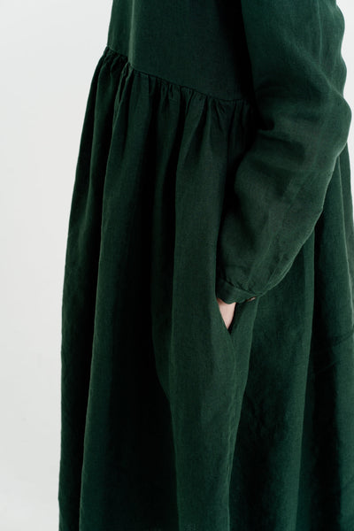 Smock Dress, Long Sleeve, Evergreen