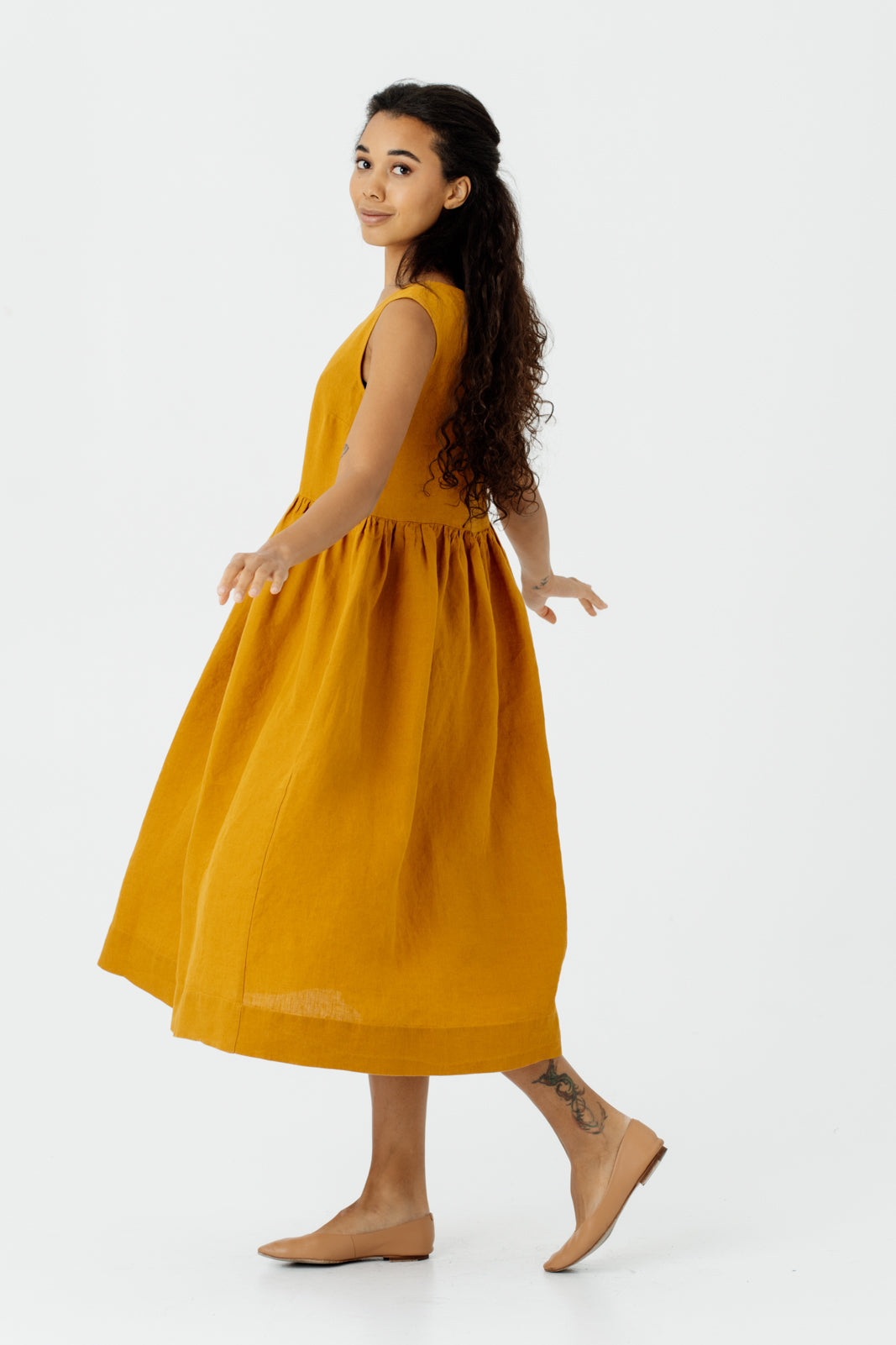 Smock Dress, Sleeveless, Marigold