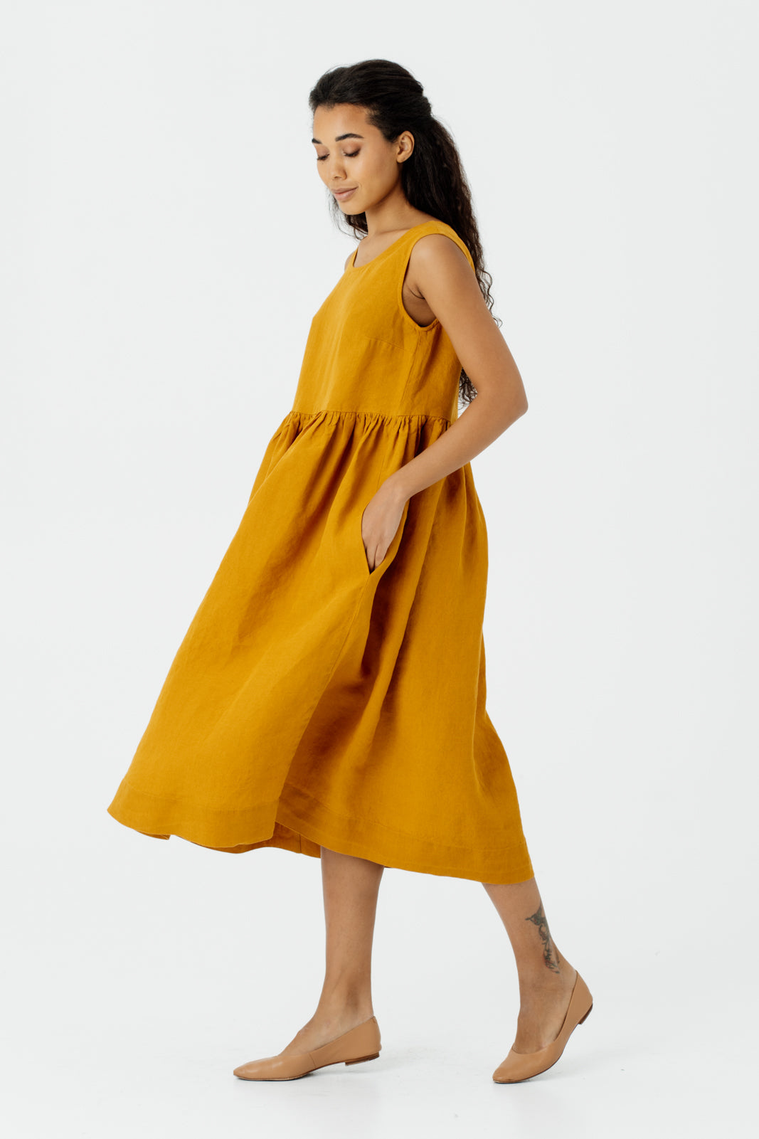 Smock Dress, Sleeveless, Marigold