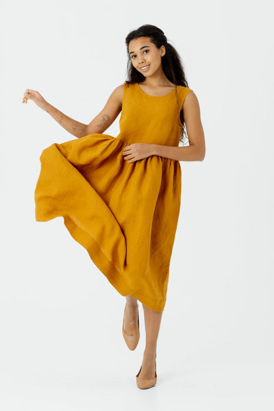 Smock Dress, Sleeveless, Marigold